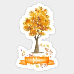 Autumn is here! - Fall season leaves. Sticker